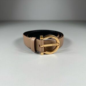 Salvatore Ferragamo Gancini Saffiano Leather Belt